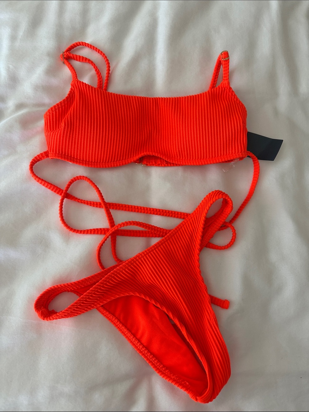 Hollister Neon Orange Ribbed Bikini Set